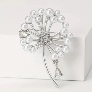 Make a Wish Silver Pearl Dandelion Brooch